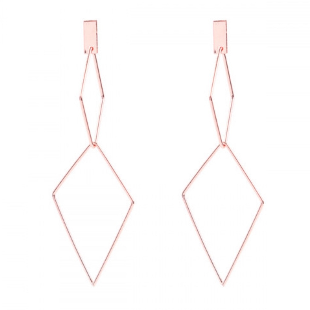 Riah Rose Gold Diamond Shape Dangle Earrings